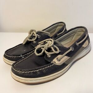 Sperry Top Sider Signature Leather Loafers Boat Shoes Blue Tan Womens US 6.5